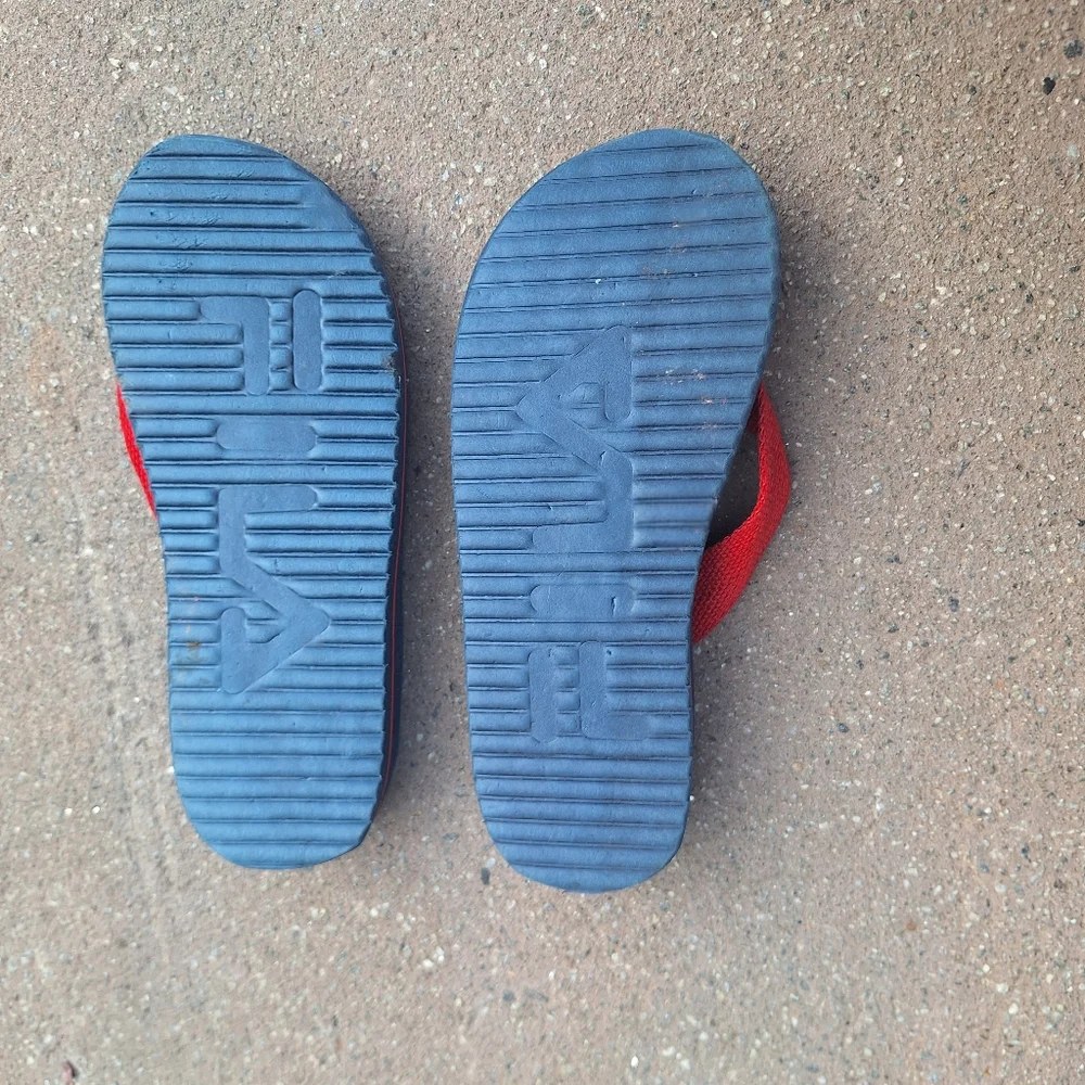 Fila Flip Flops Vintage Stock Blue with Red Canvas Straps